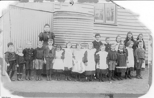 School with rainwater storage tank, ca 1900. CC licensed image courtesy of Mallala Museum.